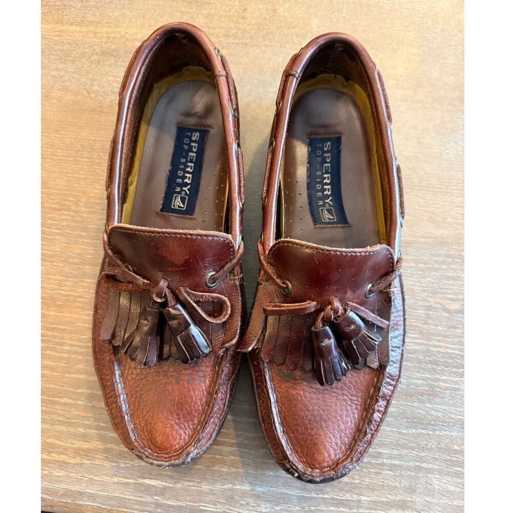 SPERRY Top Sider Brown Tassel Penny Loafer Boat Shoes Men size 7.5